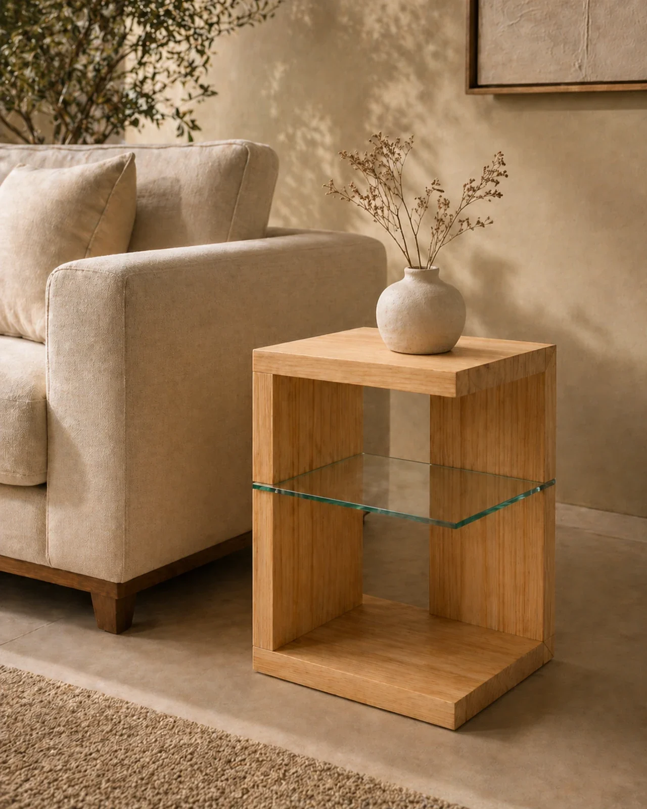 Handcrafted Accent Table Vista Side Table by Auretz Decor for wooden home decor and living room styling