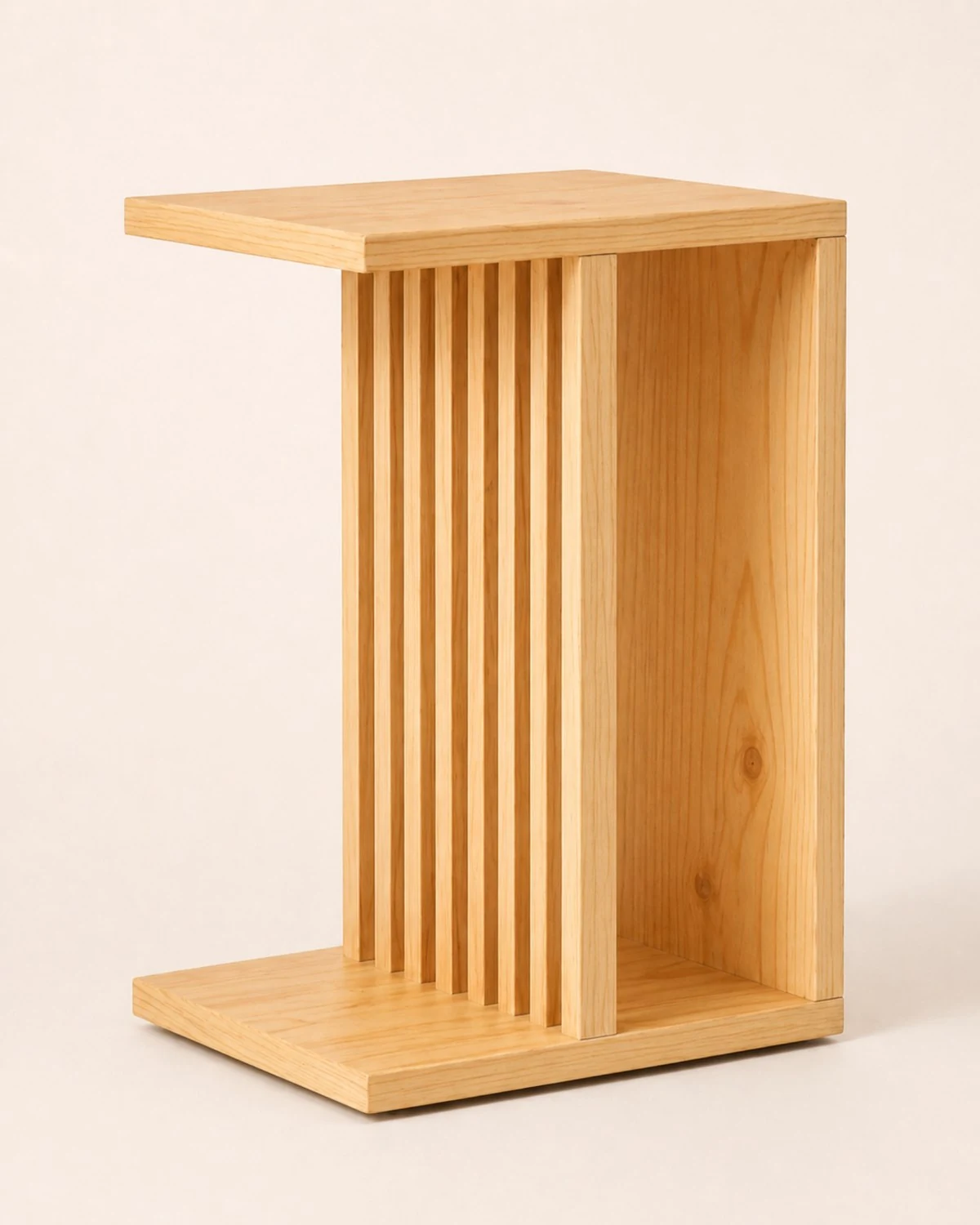 Handcrafted Accent Table Wooden Reed Side Table by Auretz Decor for wooden home decor and living room styling