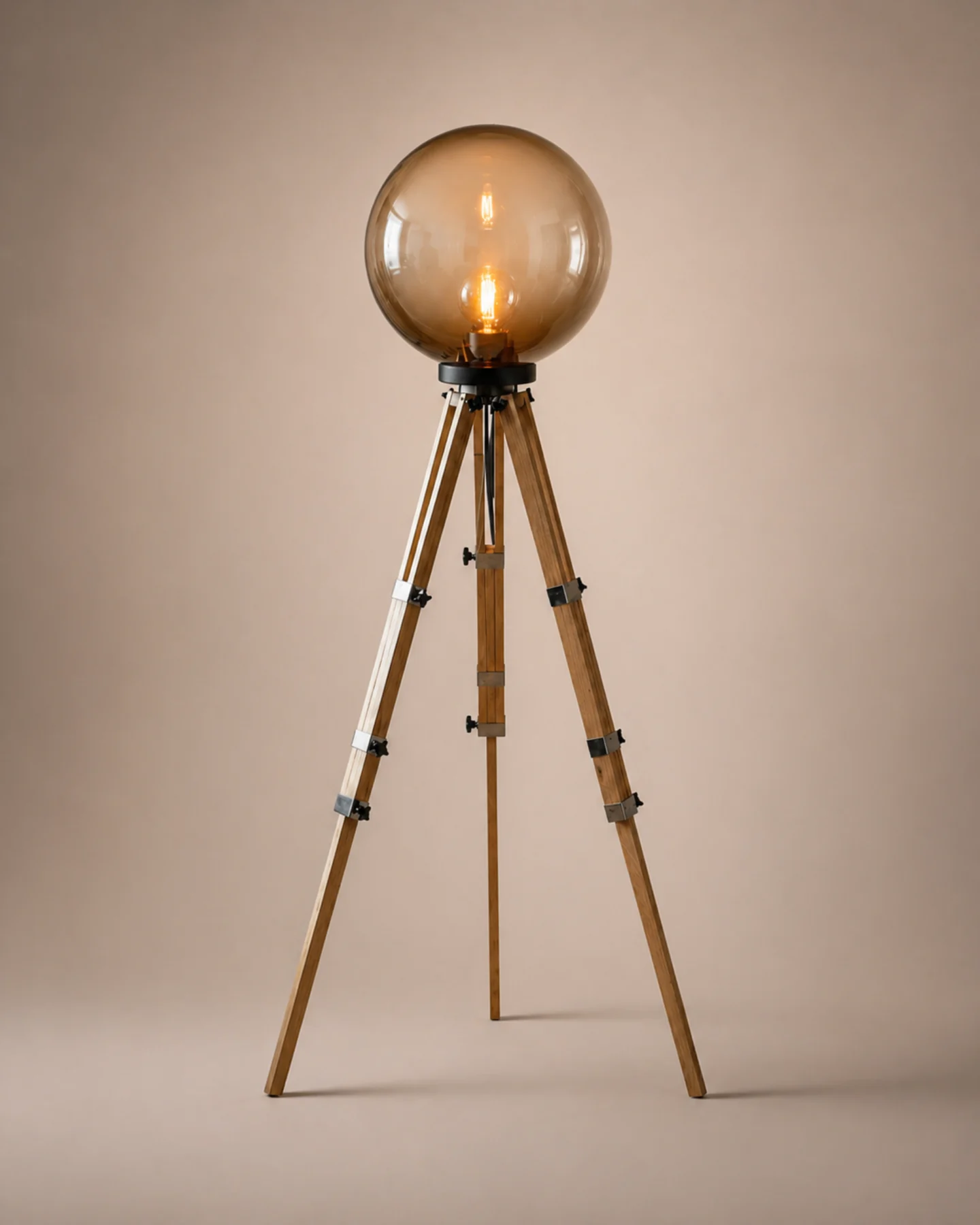 Lighting Amber Orb Floor Lamp by Auretz Decor for warm wooden home lighting and interior decor