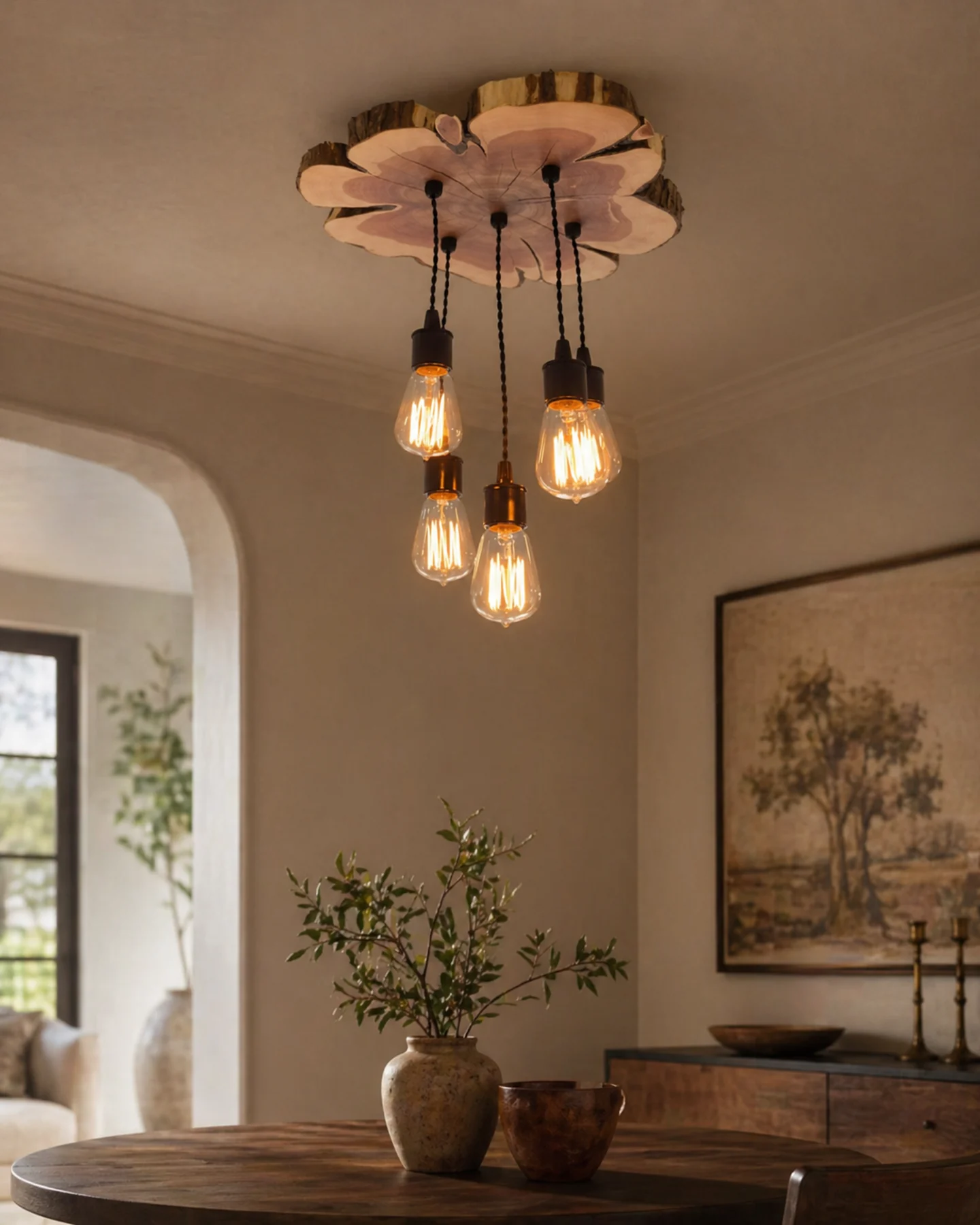 Lighting Glass Antique Wooden Chandeliers by Auretz Decor for warm wooden home lighting and interior decor