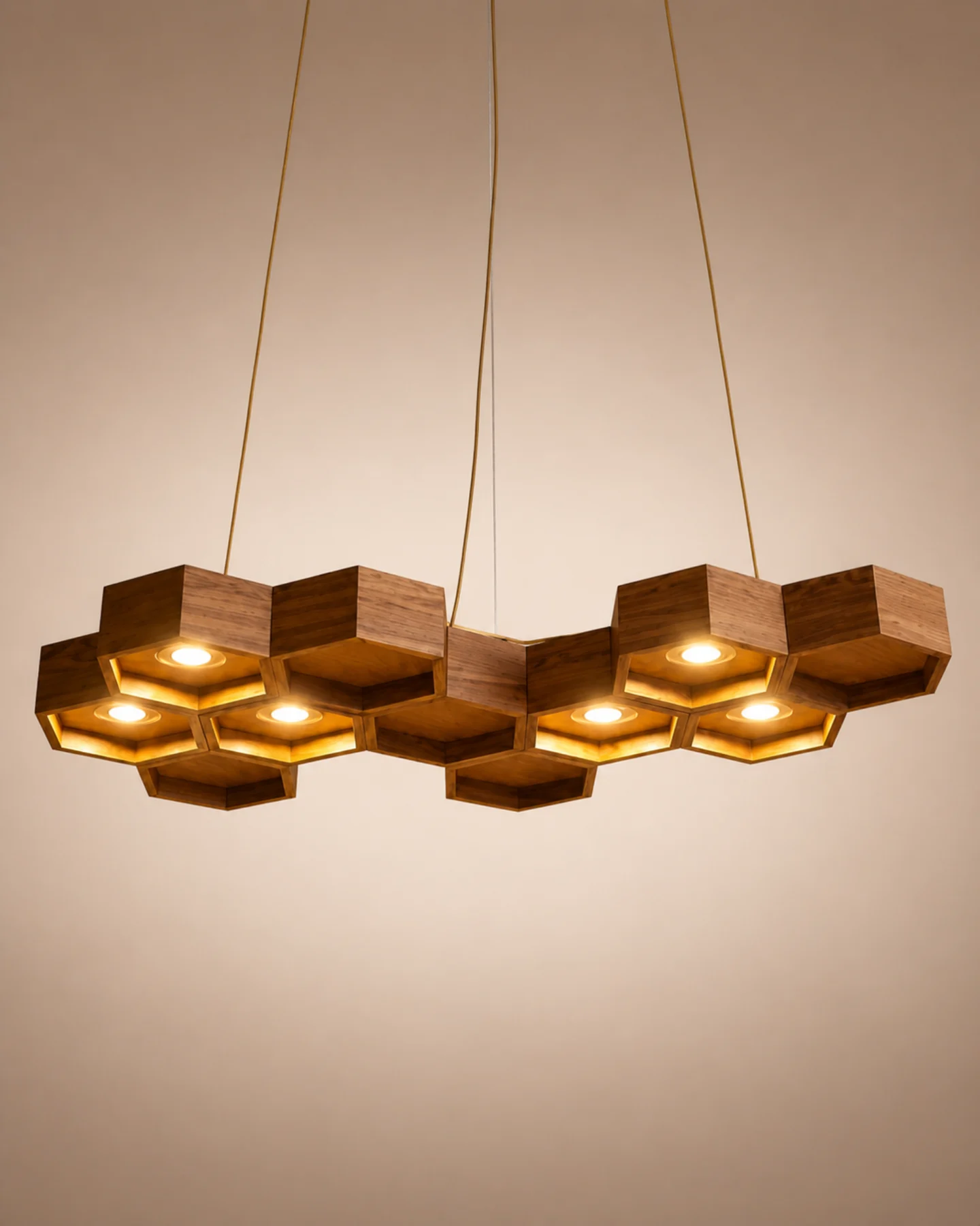 Lighting Modernism Beehive Suspension Light by Auretz Decor for warm wooden home lighting and interior decor