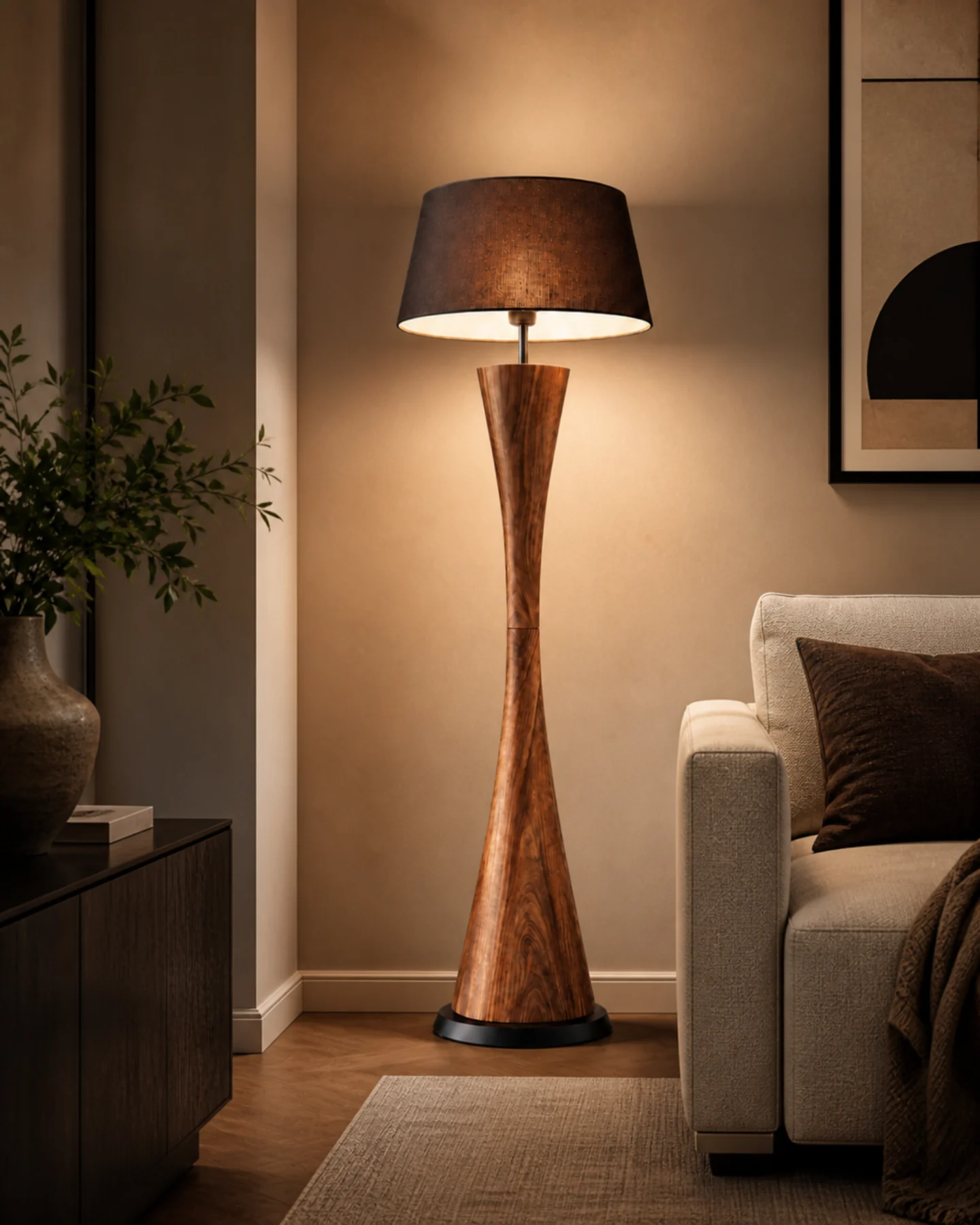 Lighting Twistwood Floor Lamp by Auretz Decor for warm wooden home lighting and interior decor