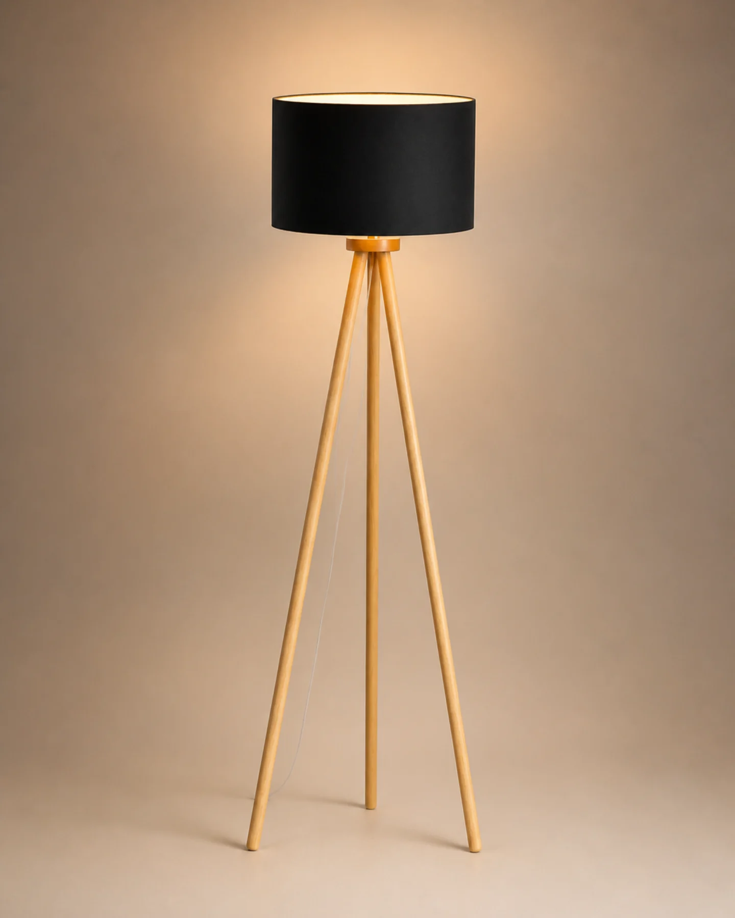 Lighting Wooden Tripod Floor Lamp by Auretz Decor for warm wooden home lighting and interior decor
