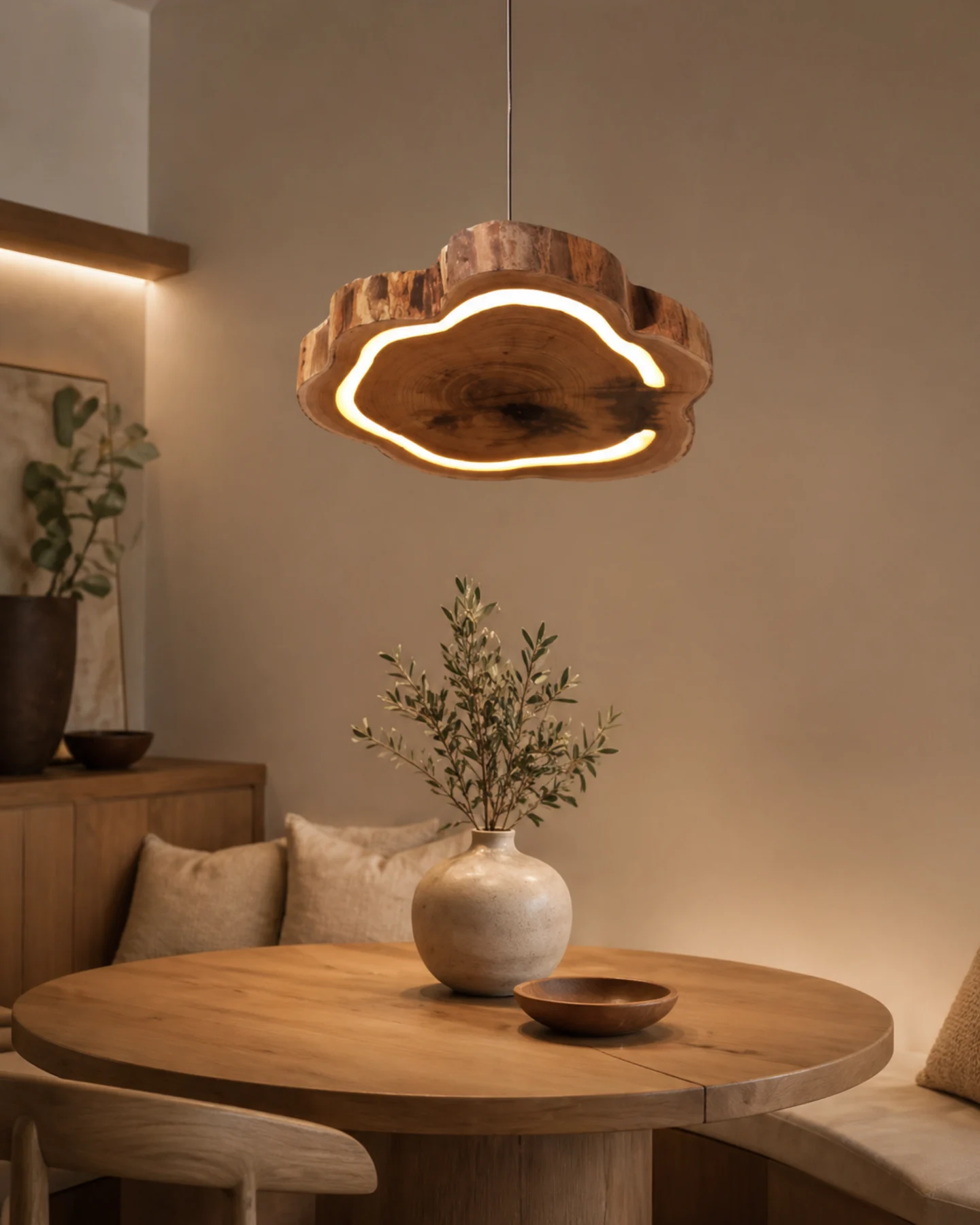 Lighting Wooden Led Epoxy Pendant Light by Auretz Decor for warm wooden home lighting and interior decor