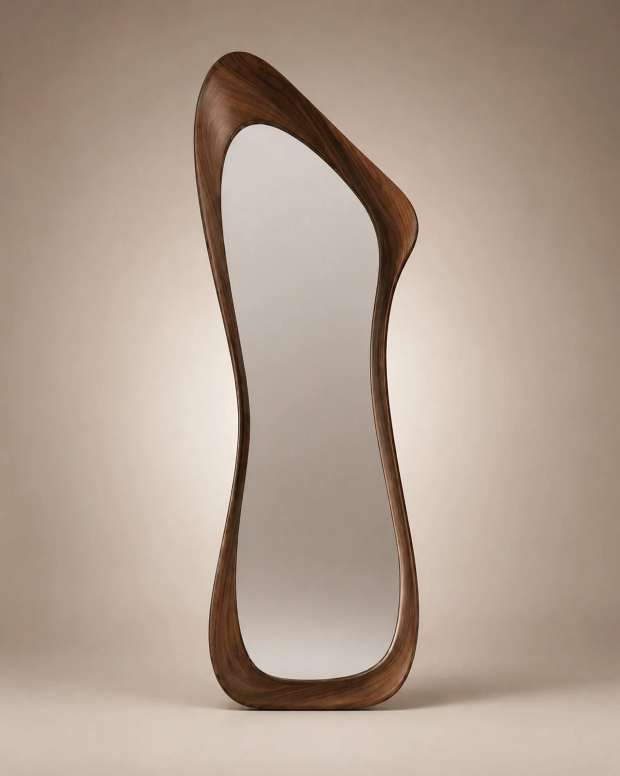 Mirror Asymmetrical Walnut Full Length Mirror by Auretz Decor for premium wooden wall decor and home interiors