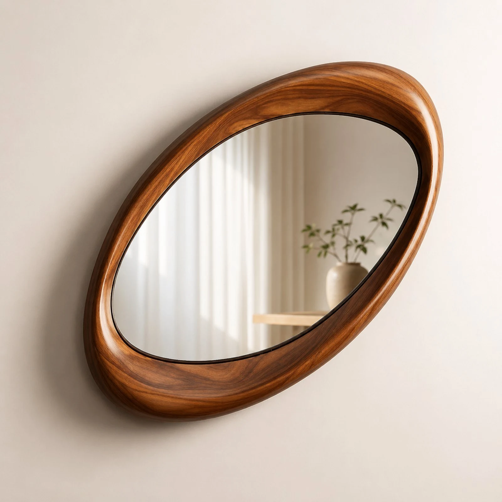 Mirror Oval Wooden Mirror by Auretz Decor for premium wooden wall decor and home interiors