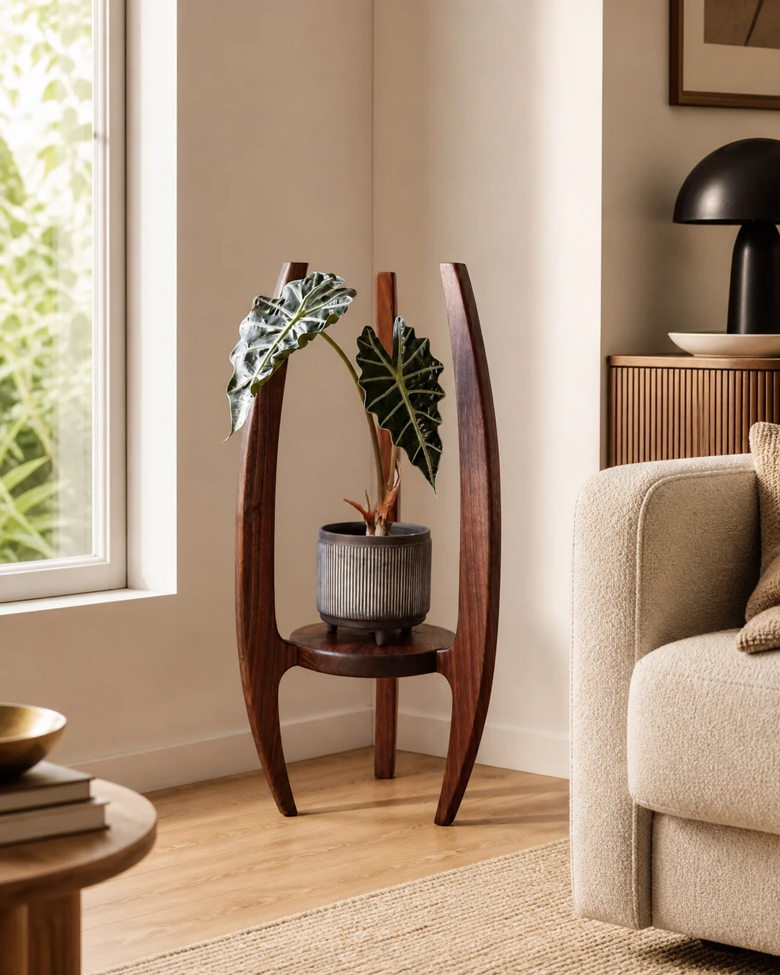 Pot Planter Crescent Grove Plant Stand by Auretz Decor for indoor plants and wooden home decor