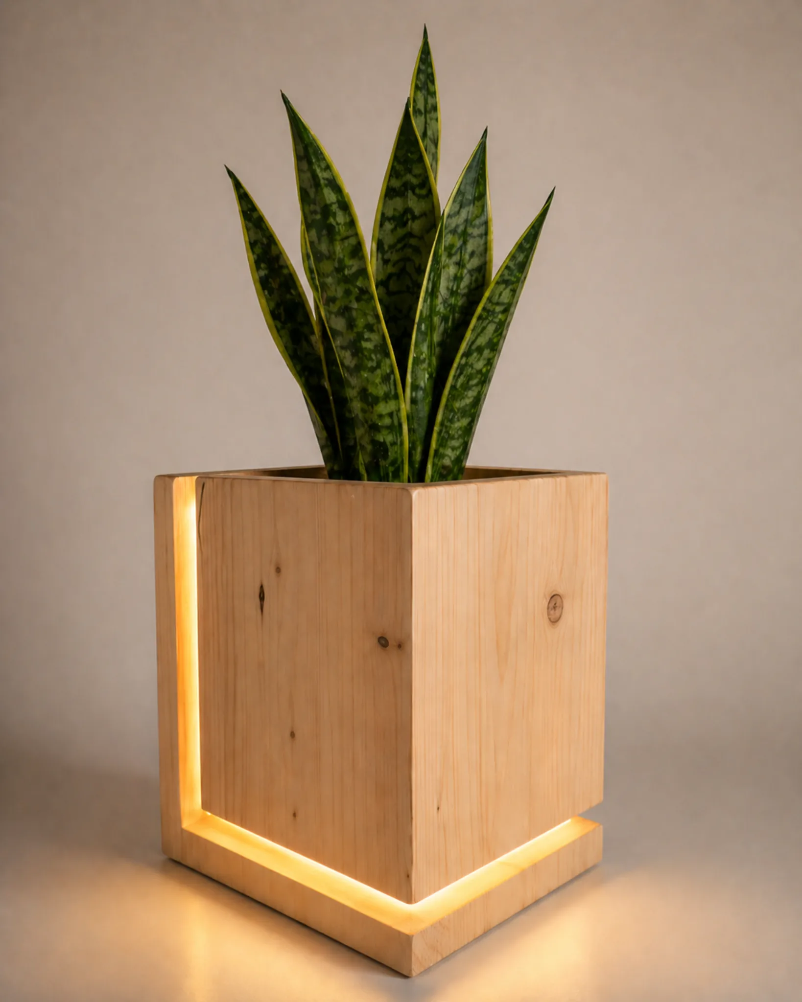 Pot Planter Led Wooden Planter Lamp by Auretz Decor for indoor plants and wooden home decor