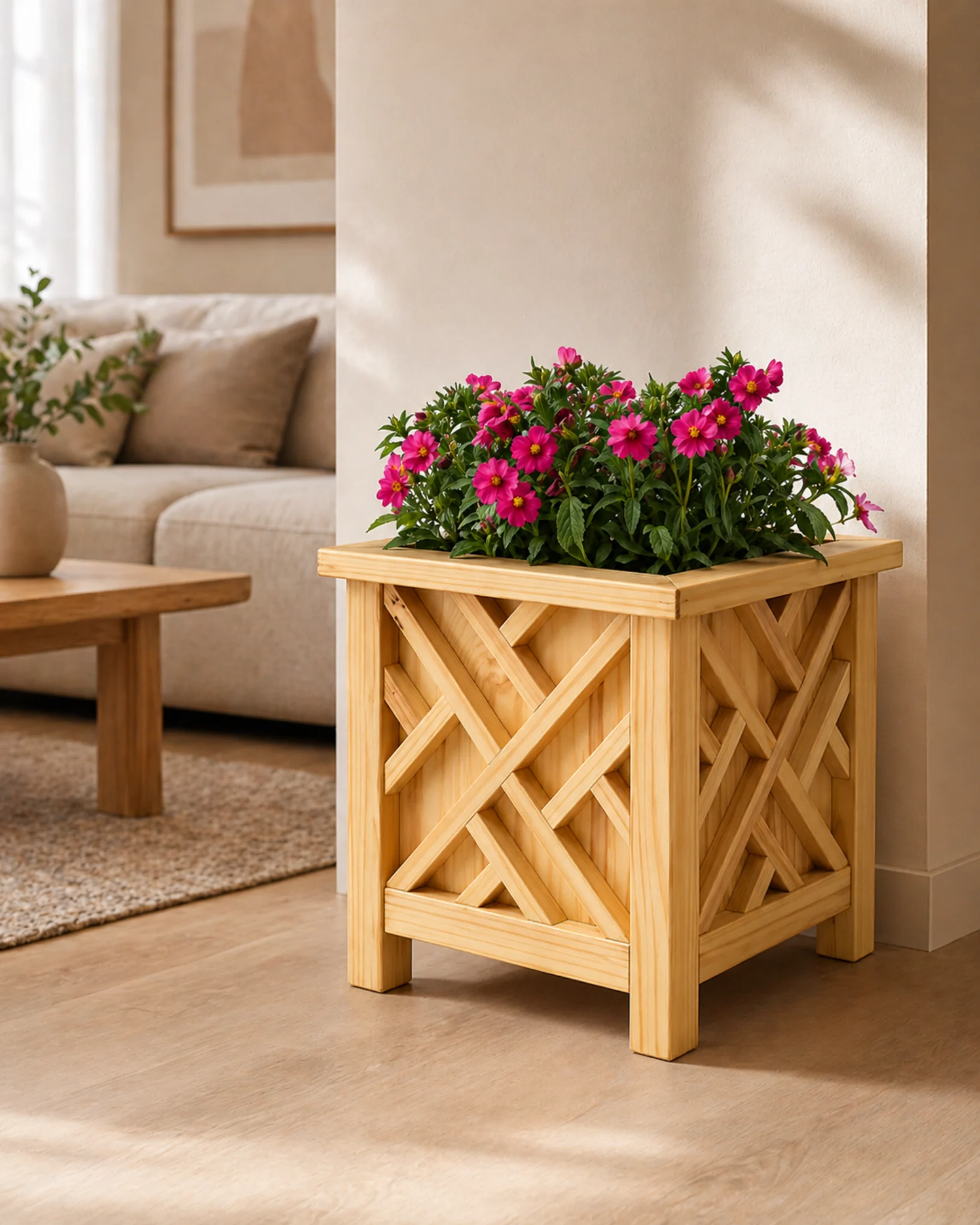 Pot Planter Wooden Flower Pot by Auretz Decor for indoor plants and wooden home decor