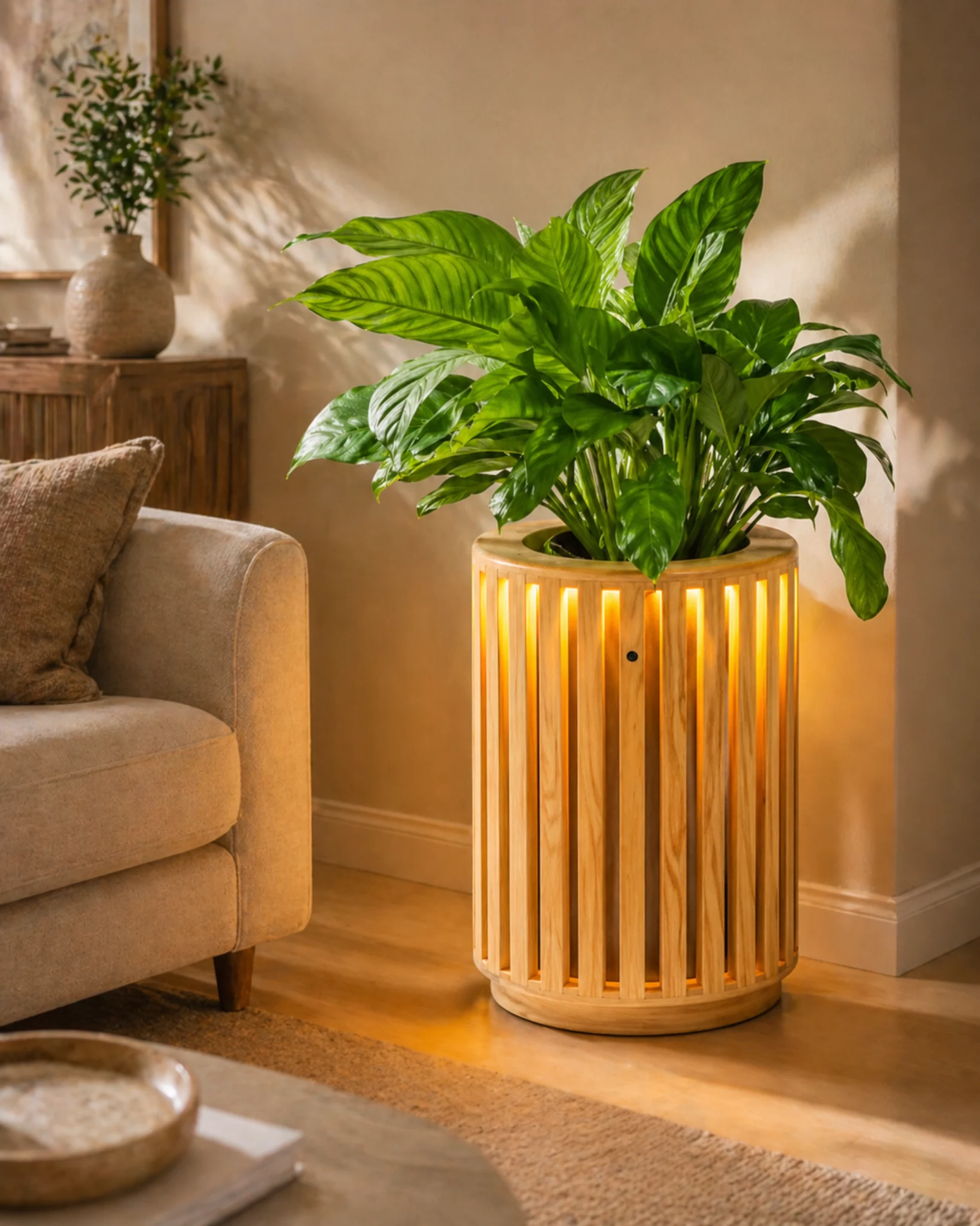 Pot Planter Wooden Planter Round by Auretz Decor for indoor plants and wooden home decor