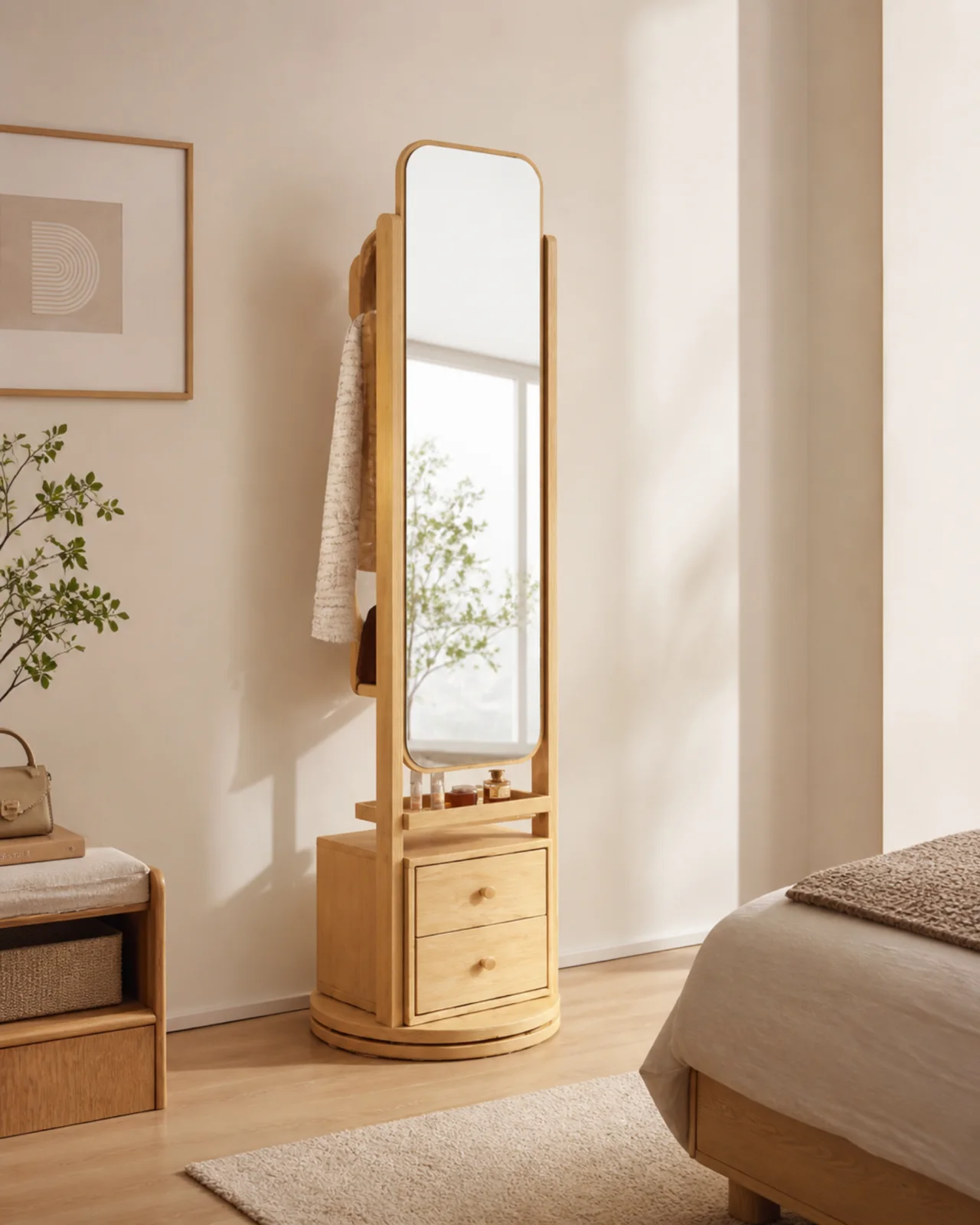 Shelf Dressing Table With Mirror by Auretz Decor for premium wooden wall decor and home interiors