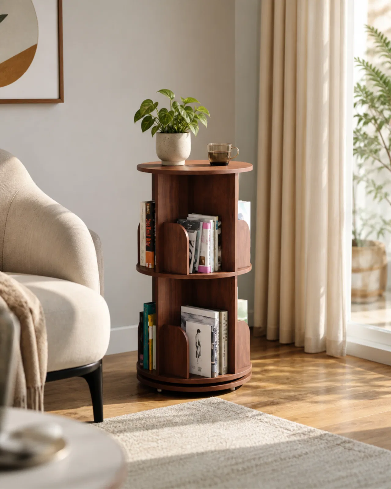 Shelf Small 360 Rotating Bookshelf by Auretz Decor for wooden shelves, hanging stands, and home decor