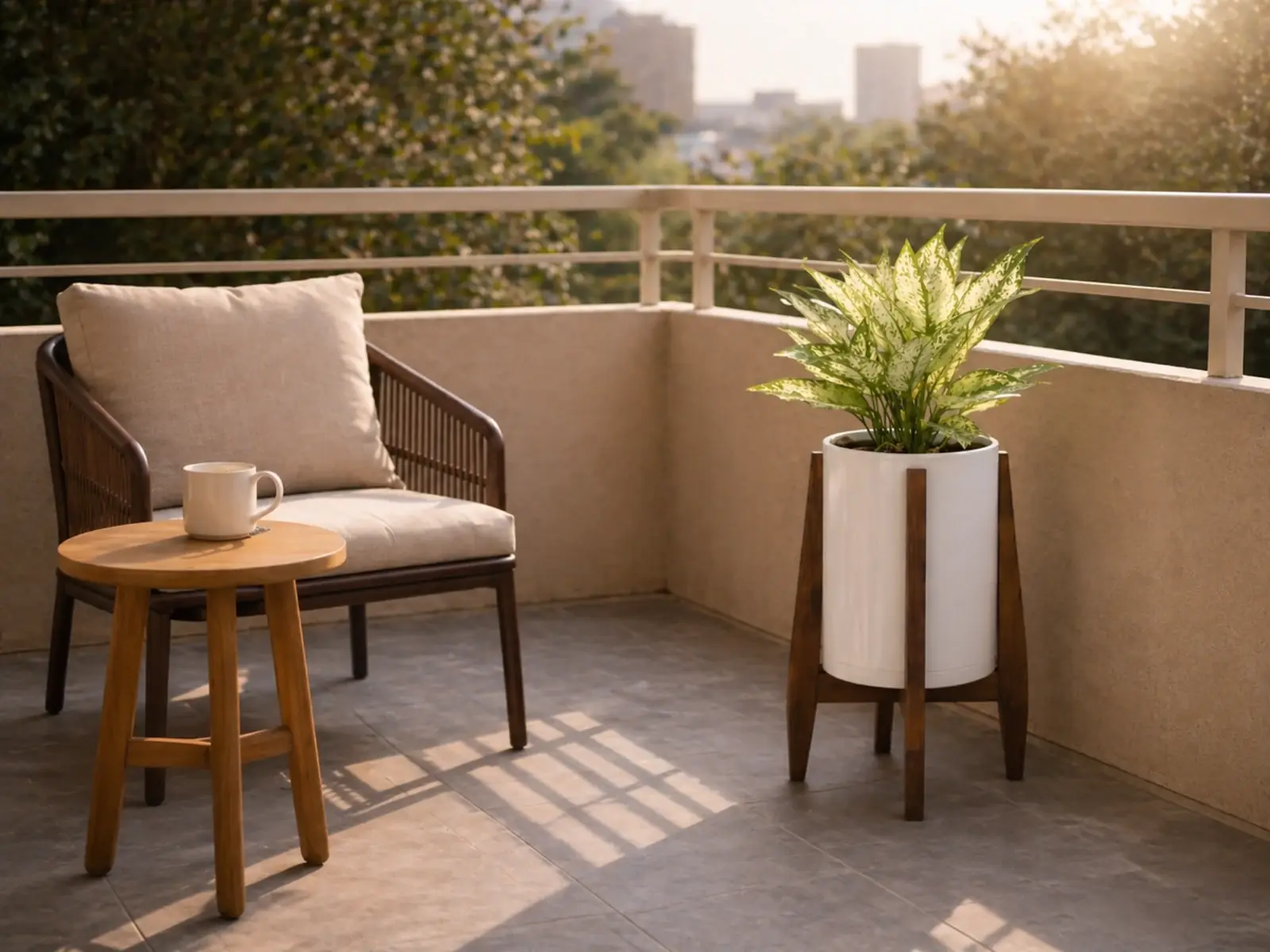 Auretz Decor wooden home decor styled in a balcony reading nook interior