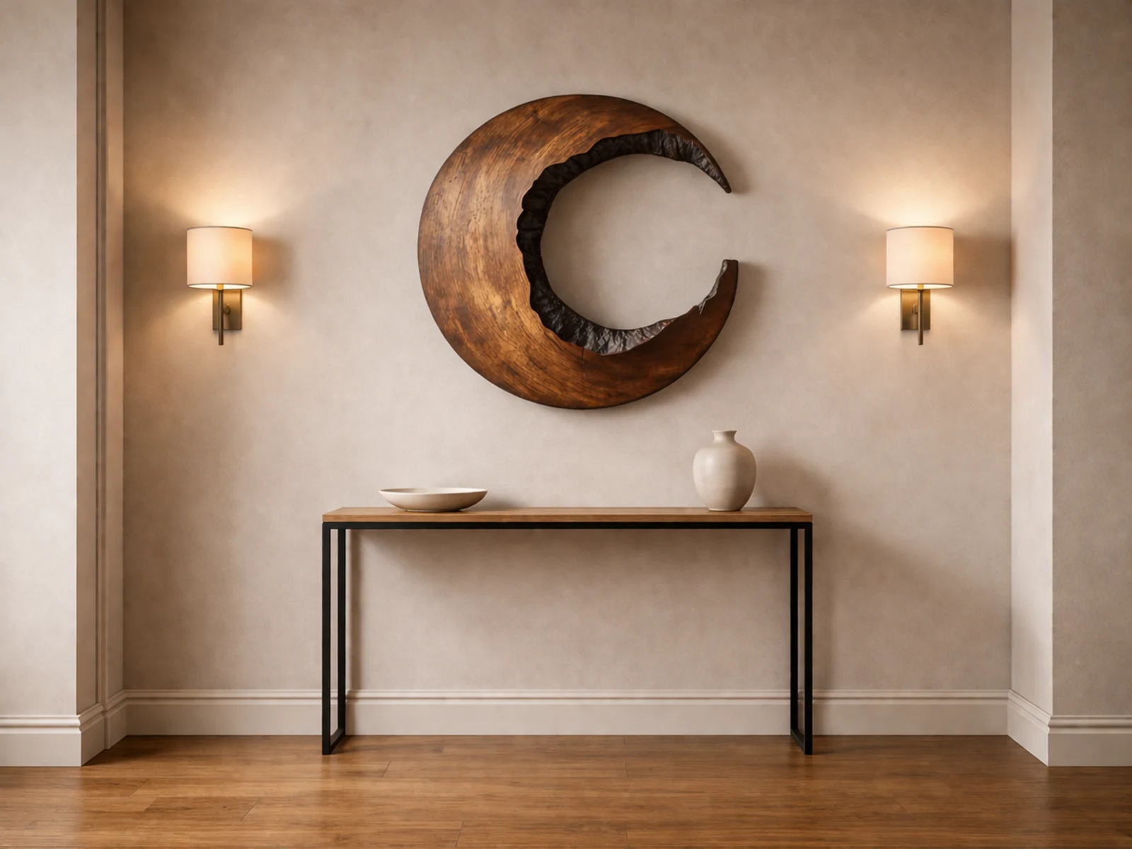 Auretz Decor wooden home decor styled in a hallway passage interior