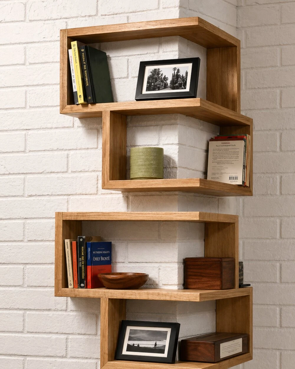 Handmade Wall Decor Corner Wooden Shelf by Auretz Decor for wooden wall decor and home interiors