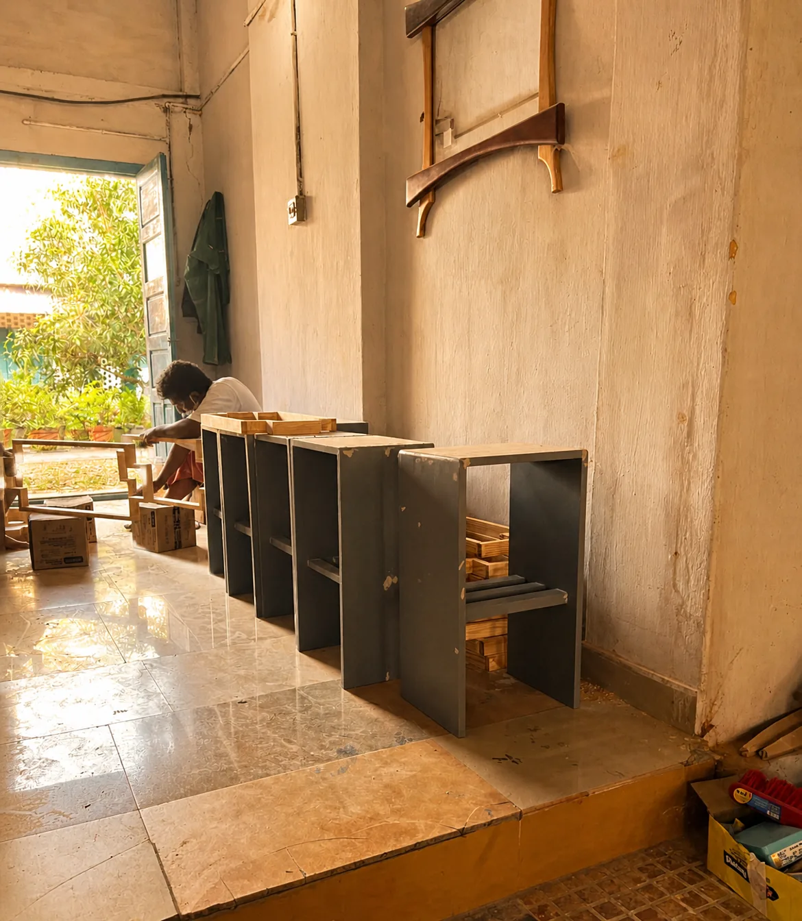 Auretz Decor workshop showing handcrafted wooden home decor production